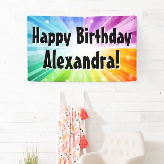 レイカラフルズカスタム誕生日パーティバナー 横断幕 (インサイチュ)