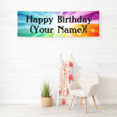 レイカラフルズパーソナライズされたバースデーパーティバナー 横断幕 (インサイチュ)