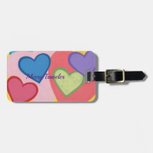 レイカラフルヤハートパーソナライズされたの荷物タグ