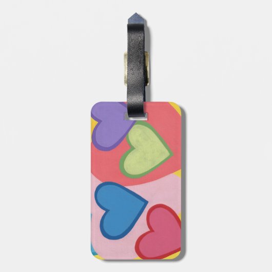 レイカラフルヤハートパーソナライズされたの荷物タグ ラゲッジタグ (裏面縦)