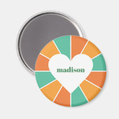 レイカラフル&ハート名前をカスタムする磁石 マグネット (正面/裏面)