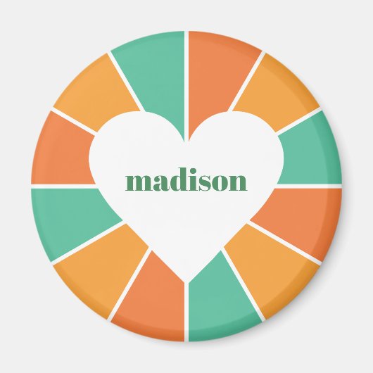 レイカラフル&ハート名前をカスタムする磁石 マグネット (正面)