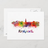 レイキャビクのスカイライン（水彩） ポストカード (正面/裏面)