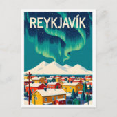 レイキャビクアイスランドアートヴィンテージイラストレーション ポストカード (正面)