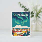 レイキャビクアイスランドアートヴィンテージイラストレーション ポストカード (スタンド正面)