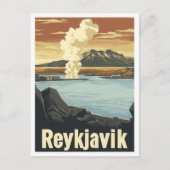 レイキャビクアイスランドアートヴィンテージトラベルイラストレーション ポストカード (正面)