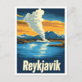 レイキャビクアイスランドアートヴィンテージトラベルイラストレーション ポストカード (正面)