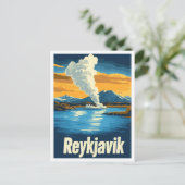 レイキャビクアイスランドアートヴィンテージトラベルイラストレーション ポストカード (スタンド正面)