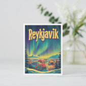 レイキャビクアイスランドアートヴィンテージトラベルイラストレーション ポストカード (スタンド正面)