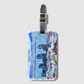 レイキャビクアイスランドシティビューウォーターカラー ラゲッジタグ (正面縦)