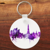 レイキャビクアイスランドスカイラインパープル キーホルダー (正面)