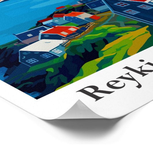 レイキャビクアイスランドトラベルアートヴィンテージイラストレーション ポスター (角)