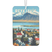 レイキャビクアイスランドトラベルアートヴィンテージ カーエアーフレッシュナー (裏面)