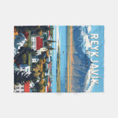 レイキャビクアイスランドトラベルアートヴィンテージ フリースブランケット (正面(横))