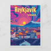 レイキャビクアイスランドホリデーカラフルレトロはがき ポストカード (正面)