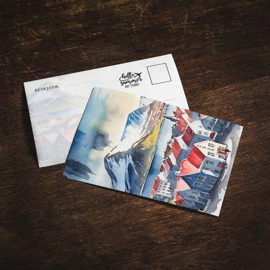 レイキャビクアイスランド水彩絵葉書 招待状