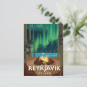レイキャビクキャンピングヴィンテージトラベルポスター ポストカード (スタンド正面)