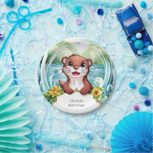 レイクお洒落オッタ誕生日 ペーパープレート (パーティー)