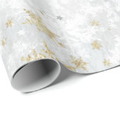 レイクアイス凍っていフレッシュ金ゴールド&シルバースノーフレーク ラッピングペーパー (ロールコーナー)