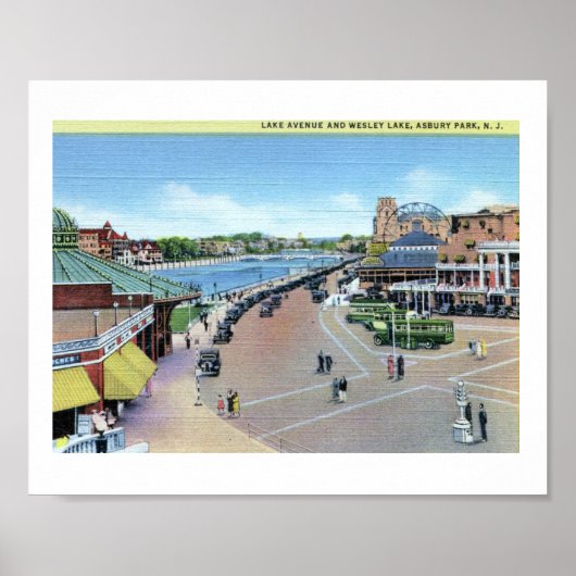 レイクアベアンドウェスレーレイクアスベリーパークNJヴィンテージ ポスター (正面)