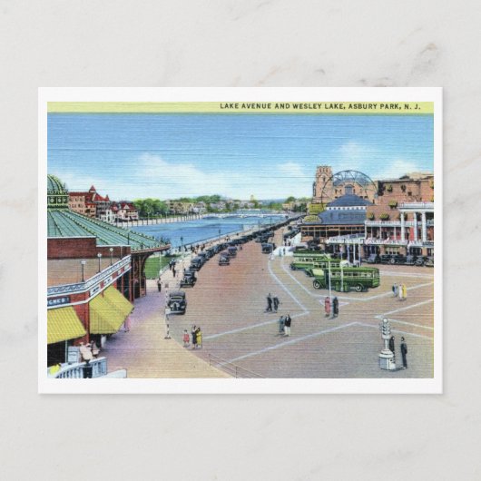 レイクアベアンドウェスレーレイクアスベリーパークNJヴィンテージ ポストカード (正面)