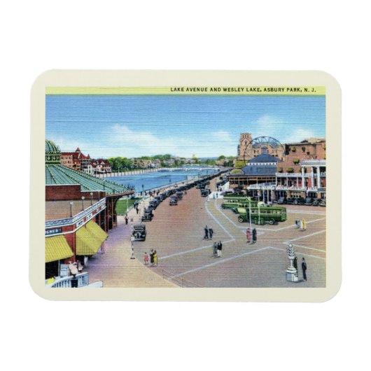 レイクアベアンドウェスレーレイクアスベリーパークNJヴィンテージ マグネット (横)