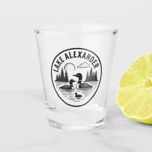 レイクアレクサンダールーンキャビン自然シーン ショットグラス (正面)