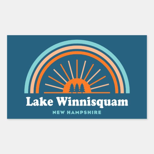レイクウィニスクアムニューハンプシャーレインボー 長方形シール (正面)