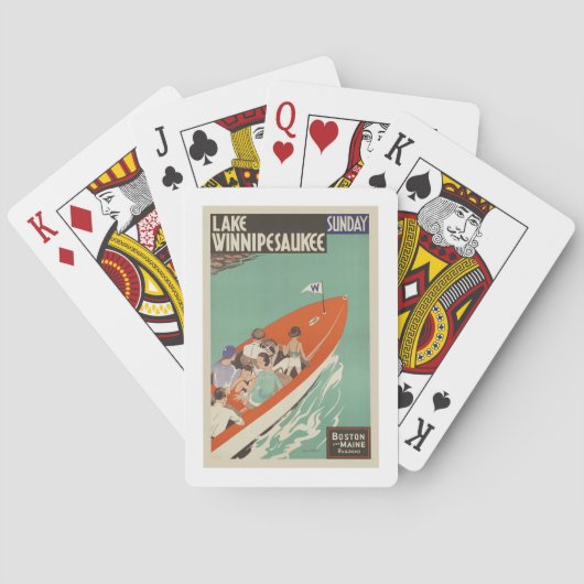 レイクウィニペサウキーNHレイロードヴィンテージトラベル トランプ (裏面)