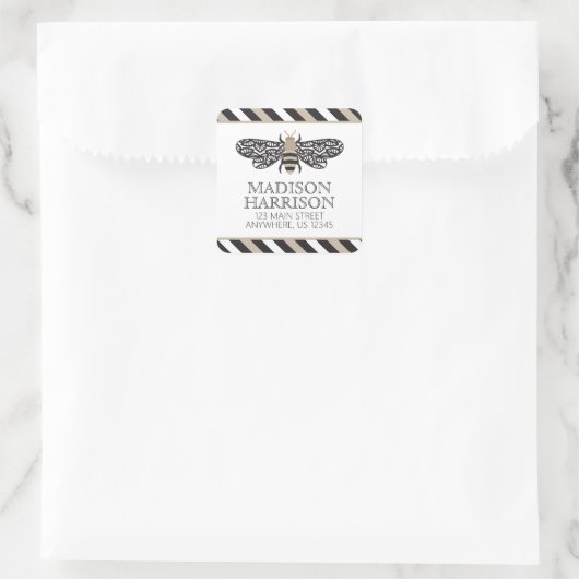 レイクウィングビーパーソナライズされた差出人住所ラベル スクエアシール (バッグ)