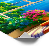 レイクウィンドウシーンリトリートランドスケープアートプリント ポスター (角)