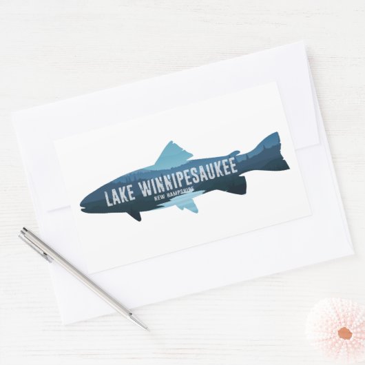 レイクウィンニペサウキーニューハンプシャーフィッシュ 長方形シール (封筒)