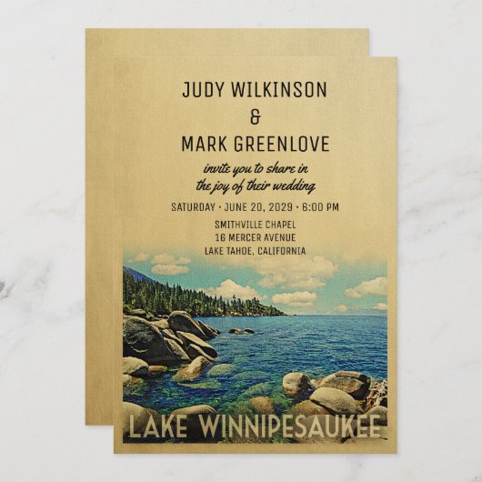 レイクウィンニペソーキー結婚式招待状ヴィンテージ 招待状 (正面/裏面)