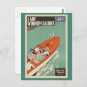 レイクウィンニペソーキーNH鉄道ヴィンテージトラベル ポストカード (正面/裏面)