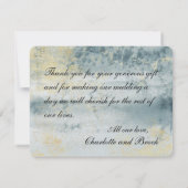 レイクウォーターグリーン&金ゴールド絵画ズサンキューカード 案内状 (裏面)