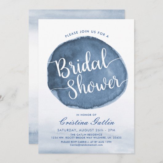 レイクウォーター染色 |カスタム |ブライダルシャワー 招待状 (正面/裏面)