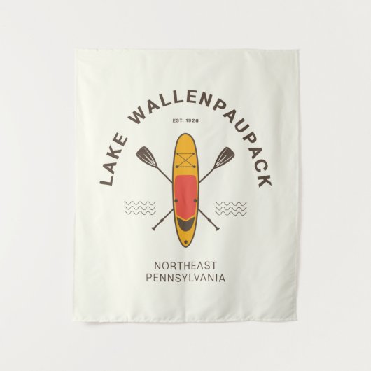 レイクウォーレンパウパックペンシルバニアパドルボーディング タペストリー (正面)