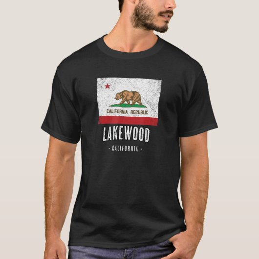 レイクウッド – カリフォルニアカリ市のお土産 – Ca Flag Tシャツ (正面)
