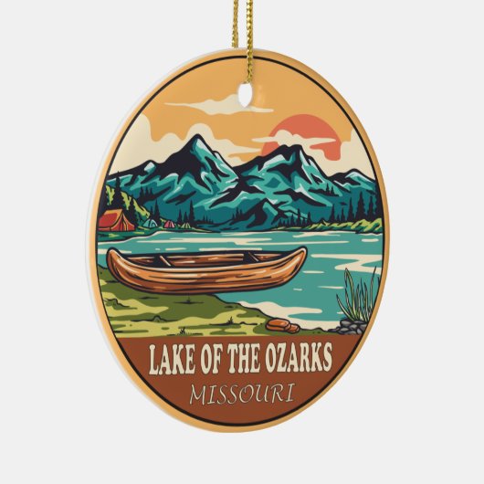 レイクオブザオザークスミズーリボート魚釣りエンブレム セラミックオーナメント (右)