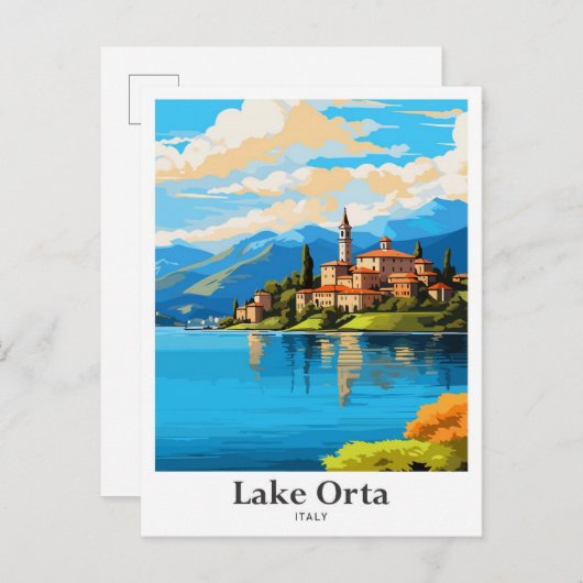 レイクオルタイタリアアートトラベルポトレイトイラストレーション ポストカード (正面/裏面)