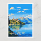 レイクオルタイタリアヴィンテージ旅行イラストレーション ポストカード (正面)