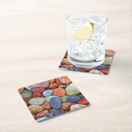 レイクカラフルストーンズ板紙コースター スクエアペーパーコースター (インサイチュ)