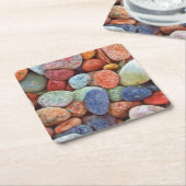 レイクカラフルストーンズ板紙コースター スクエアペーパーコースター (アングル)