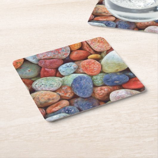 レイクカラフルストーンズ板紙コースター スクエアペーパーコースター (アングル)
