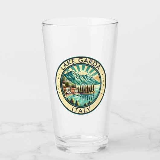レイクガルダイタリアイラストレーショントラベルアートバッジ タンブラーグラス (正面)