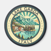 レイクガルダイタリアイラストレーショントラベルアートバッジ マグネット (正面)