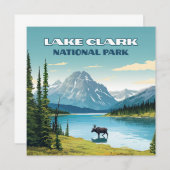 レイククラークナショナルパークアラスカヴィンテージフラットカード (正面/裏面)
