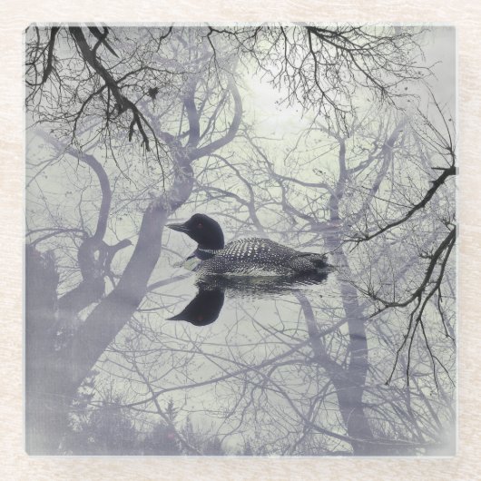 レイクグラスコースターの白黒のルーン ガラスコースター (正面)