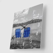 レイクグレースケールウォールクロックで完璧な日 スクエア壁時計 (傾斜)