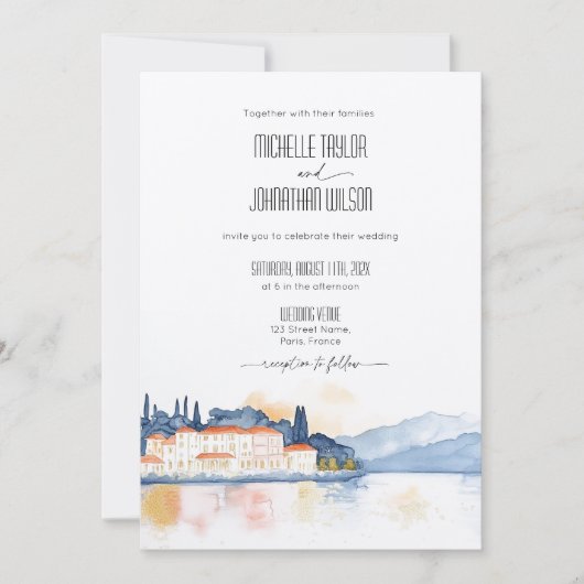 レイクコモイタリアマンションデスティネーションウェディング 招待状 (正面)